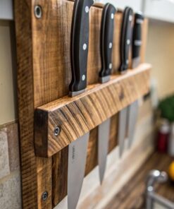 Wall-Mounted Wooden Knife Rack